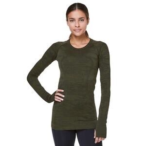 Lululemon Swiftly Tech Long-Sleeve Shirt 2.0 Black Brave Green Olive Camo Size 4